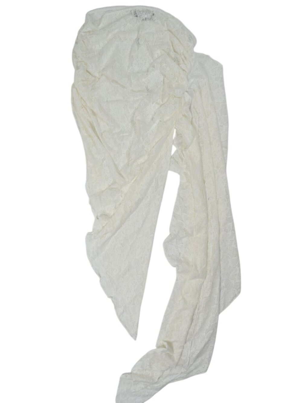 Naked Wardrobe Stretch Lace Asymmetric Skirt in White